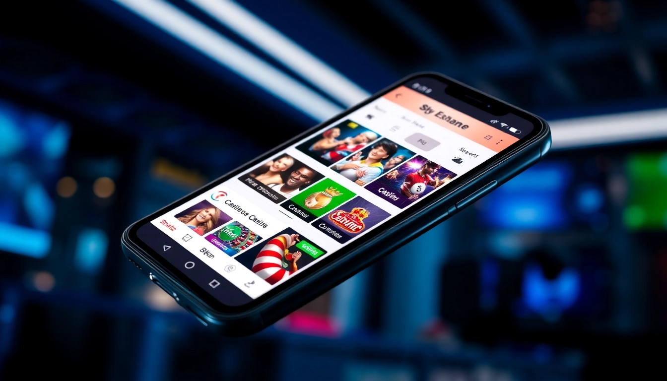 Sky Exchange App on a smartphone showcasing sports betting and casino games for quick, secure gameplay in India.