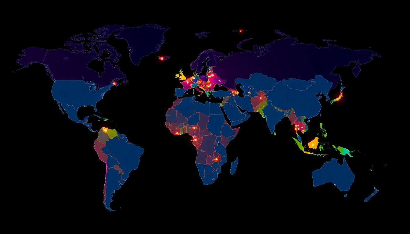 Visual representation of crypto-friendly countries around the world with highlighted regions for investors and crypto enthusiasts.