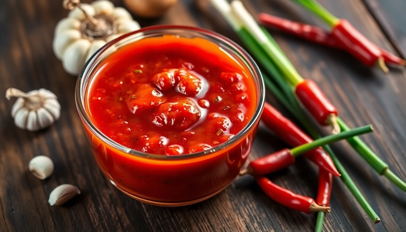 Schezwan Chutney served in a glass bowl with fresh ingredients for flavor and presentation
